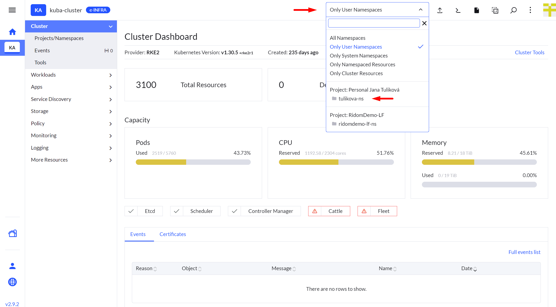 projects and namespaces