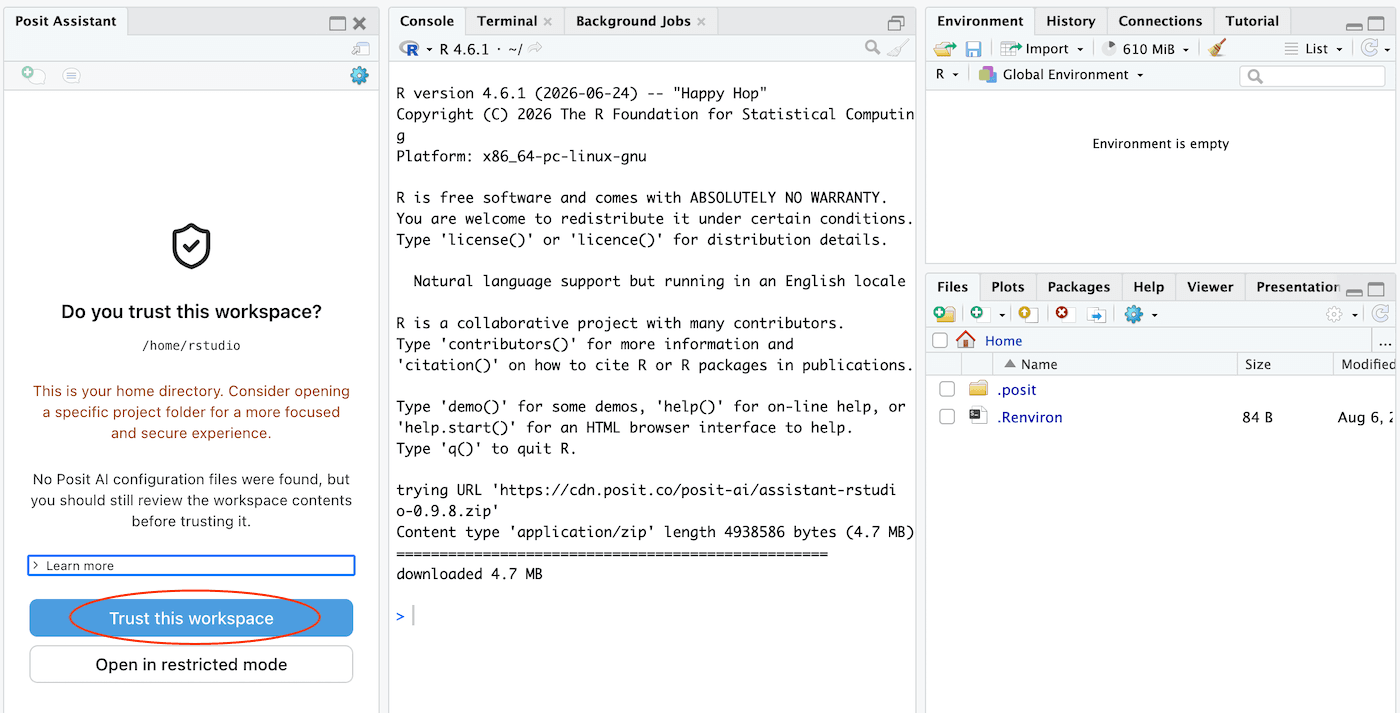 Trust workspace confirmation dialog