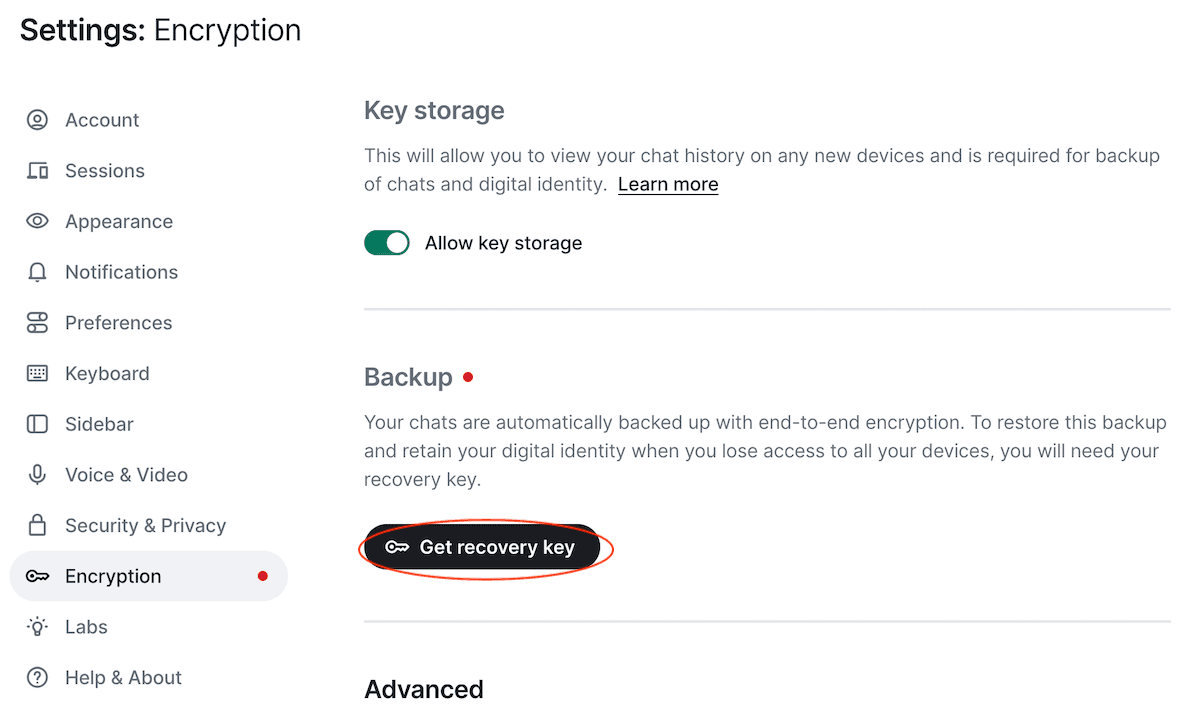 Encryption setup