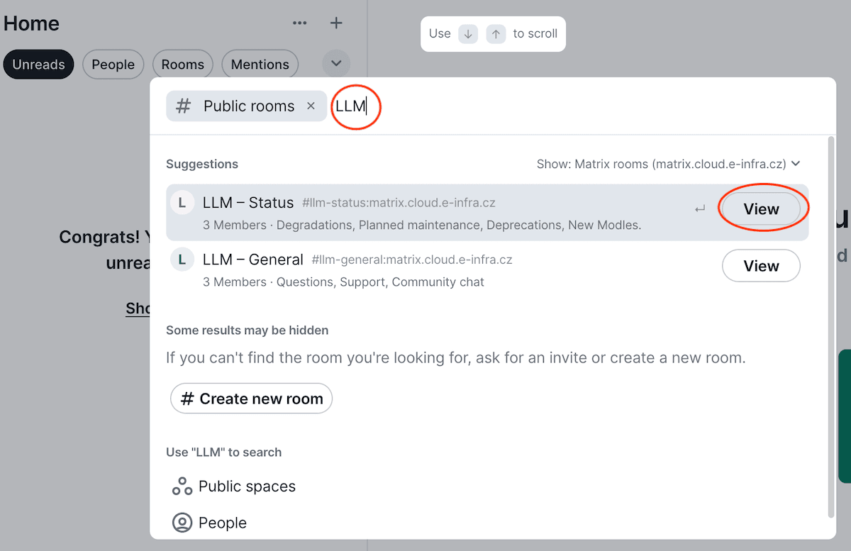 Search rooms
